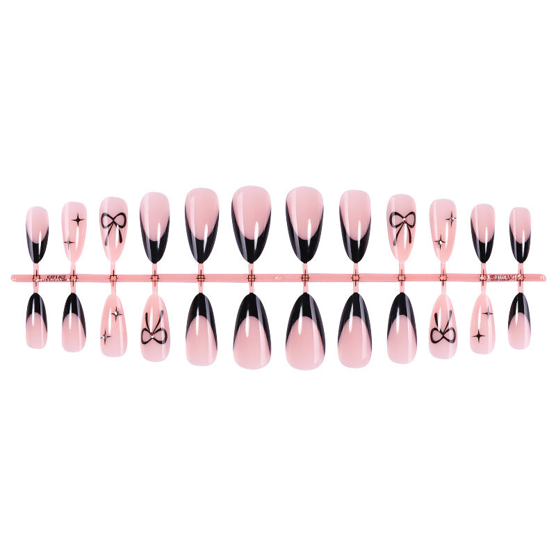 Elegantes Press-On-Nagel-Set mit künstlerischen Schleifen-Designs Karnz