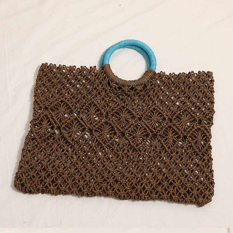 Damen Handgefertigte Strandtasche mit auffälligem Ringgriff Karnz