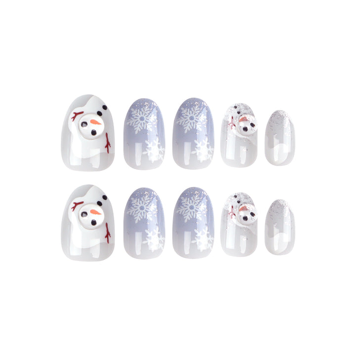 Kunstvolle Winter-Nagelverlängerungen mit Schneemann-Design Karnz