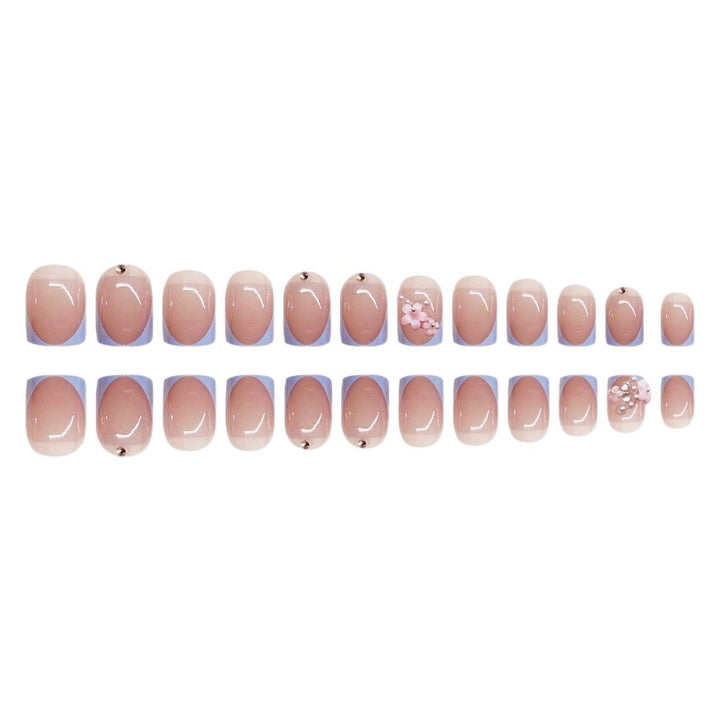 Künstlerisches Press-On Nagelkunst Set mit floralen und Juwelen-Elementen Karnz