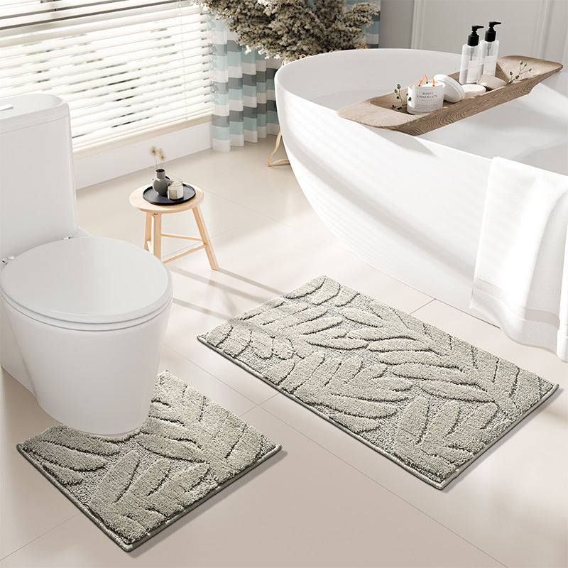 Elegantes Blätter Muster Badteppich Set Karnz