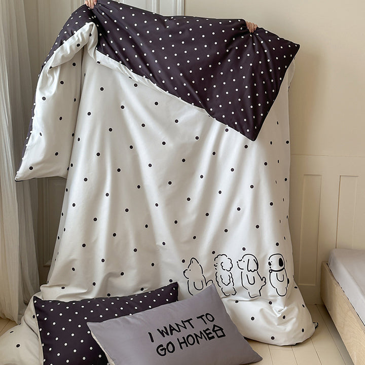 Bettbezug-Set aus Baumwollsatin mit Boho-Ethno-Muster und Wendefunktion