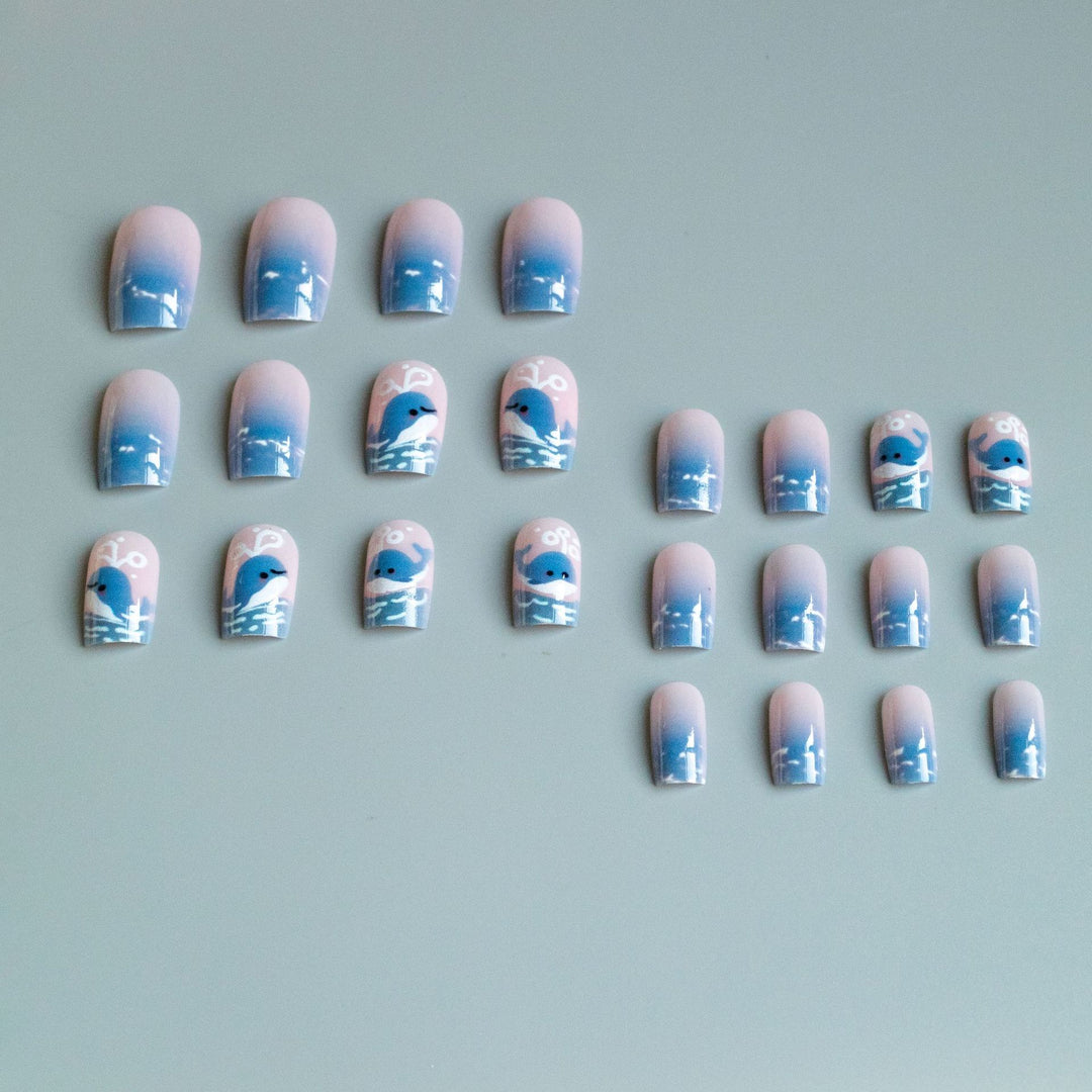 Künstlerisches Wal-Themen-Nagelkunst-Set