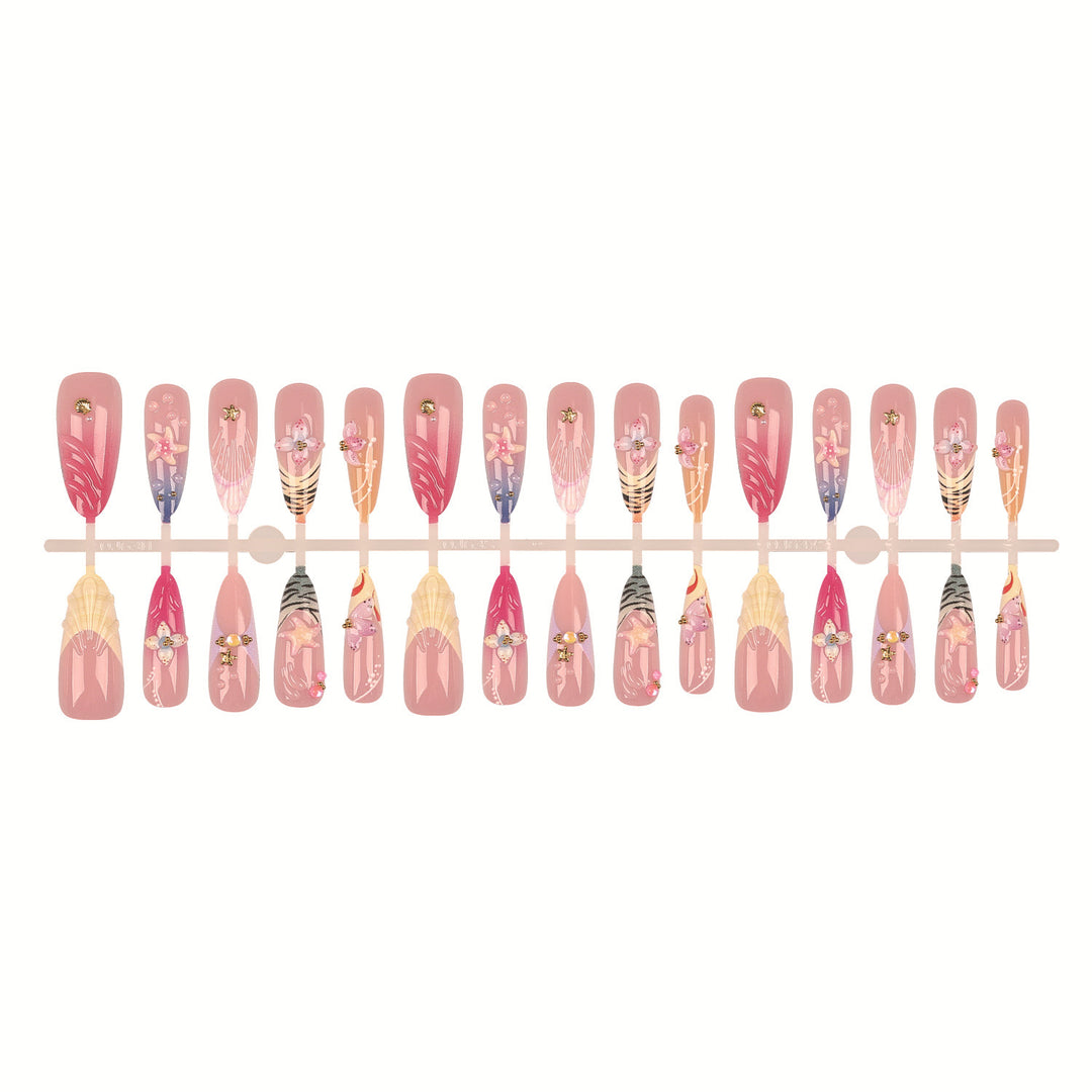 Künstlerisches Floral Press-On Nagelset