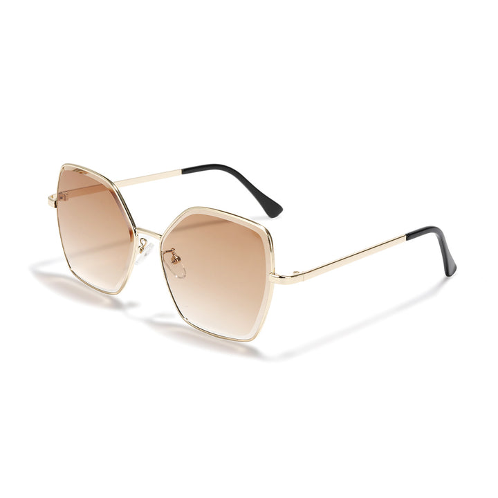 Damen geometrische Sonnenbrille mit modischem Goldrahmen Karnz