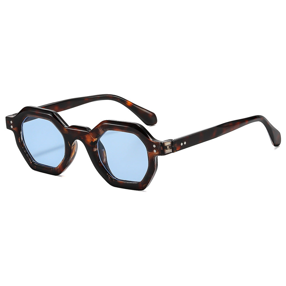 Damen oktagonale Sonnenbrille mit modischem Muster und UV-Schutz Karnz