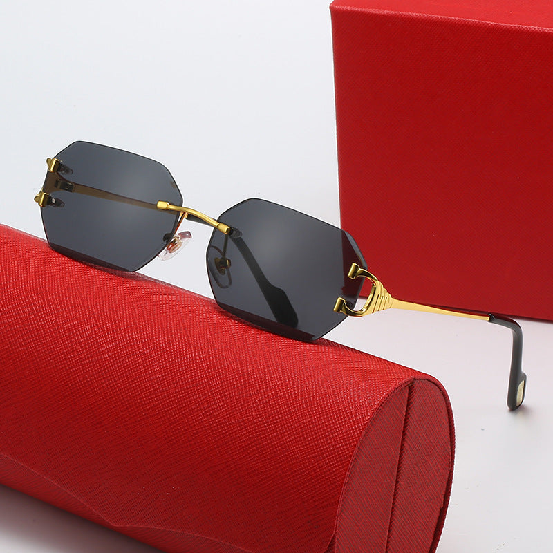 Damen moderne Oktagon-Sonnenbrille mit stylishem Metallrahmen und polarisierenden Gläsern Karnz
