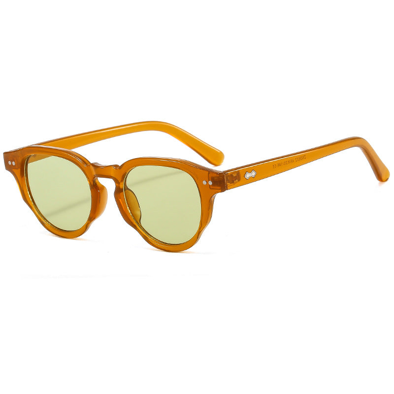 Damen modische Sonnenbrille mit ovalem Rahmen und grünem Glas Karnz