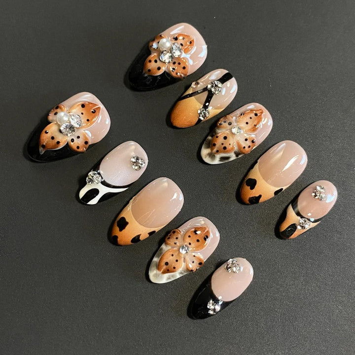 Dekorativer Floral-Acryl-Press-On-Nagelset