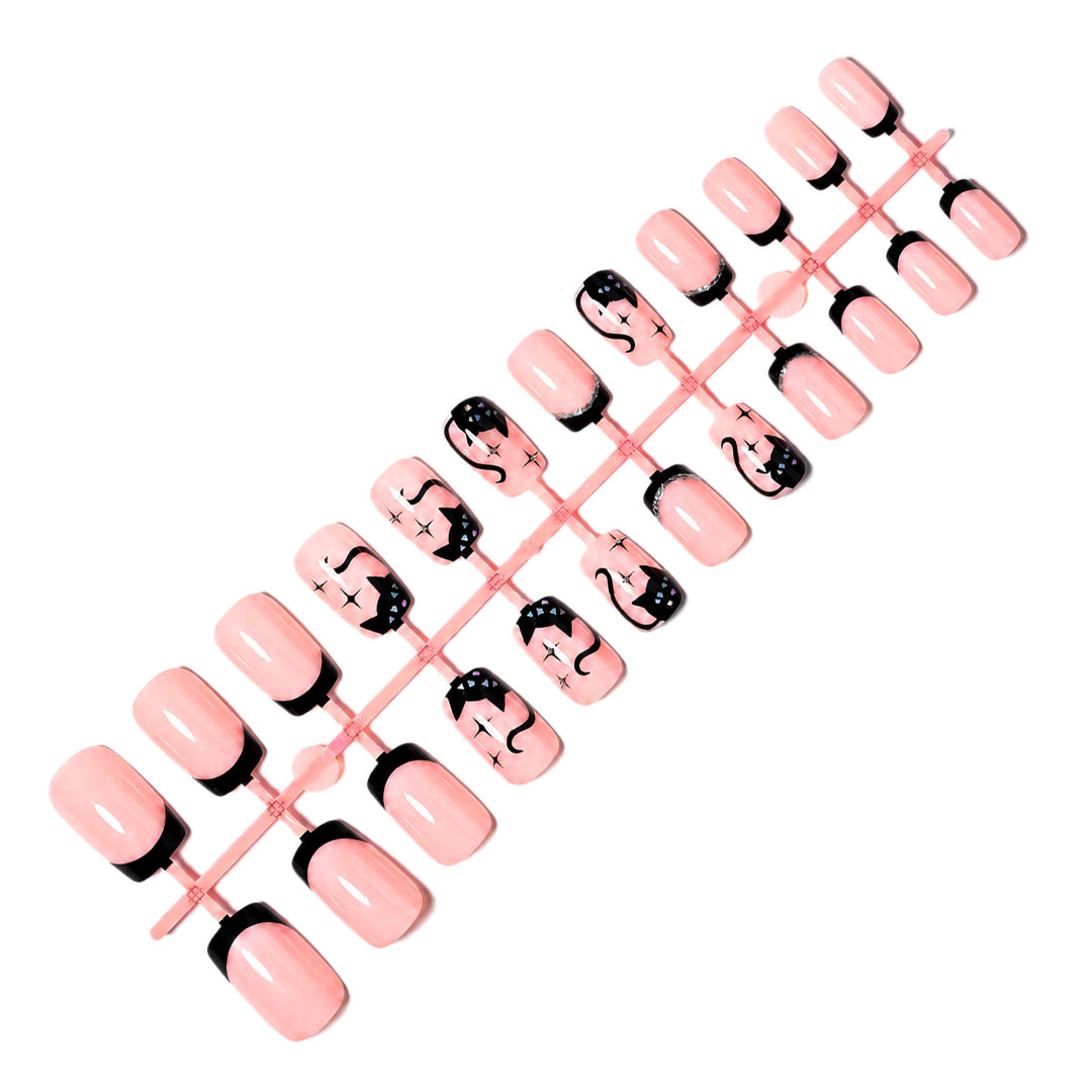 Dekoratives Katzen-Thema Press-On-Nagelset Karnz