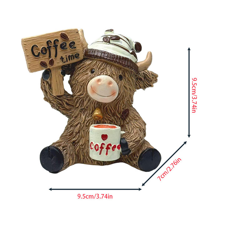 Dekorative Highland-Rind Kaffeefigur Karnz