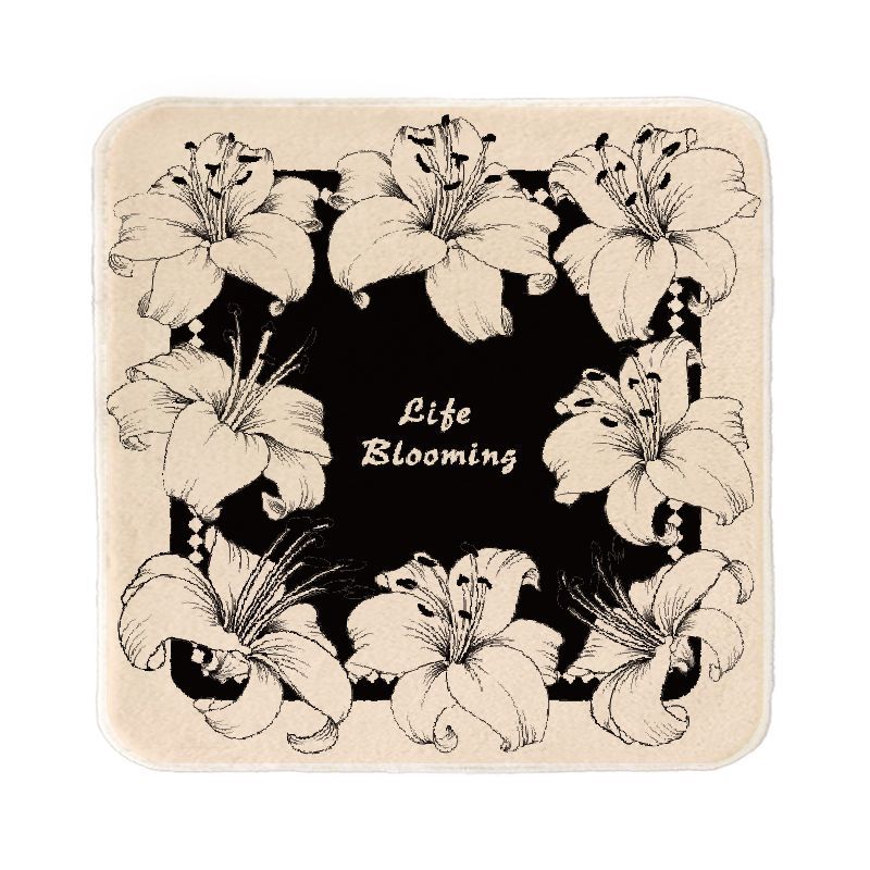 Floral Microfiber Square Face Towel with Artistic Lily Print