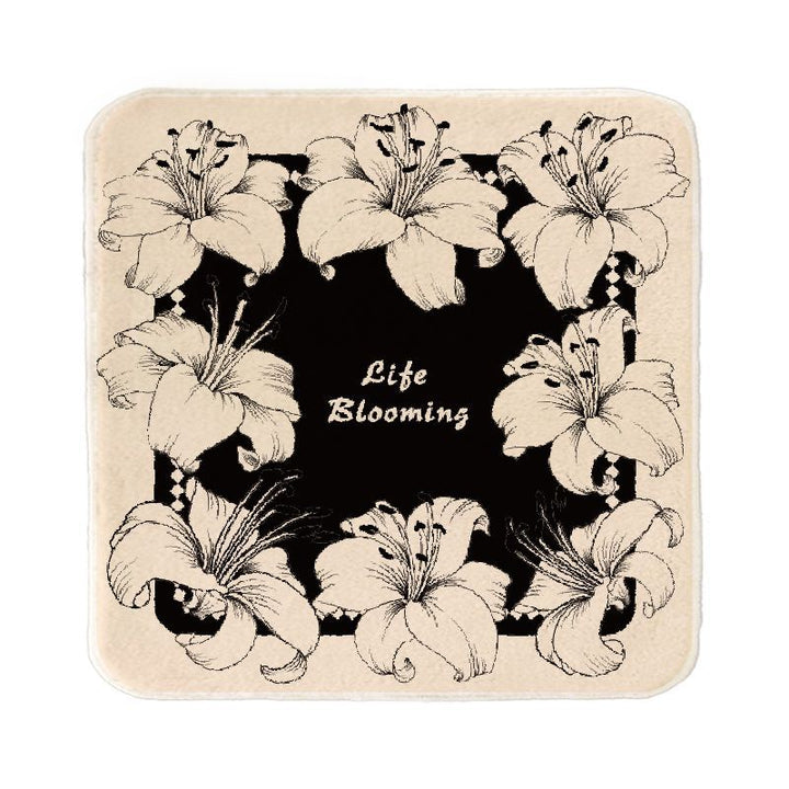 Floral Microfiber Square Face Towel with Artistic Lily Print