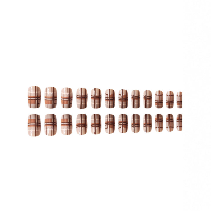 Stylisches Karomuster Press-On Nail Set Karnz