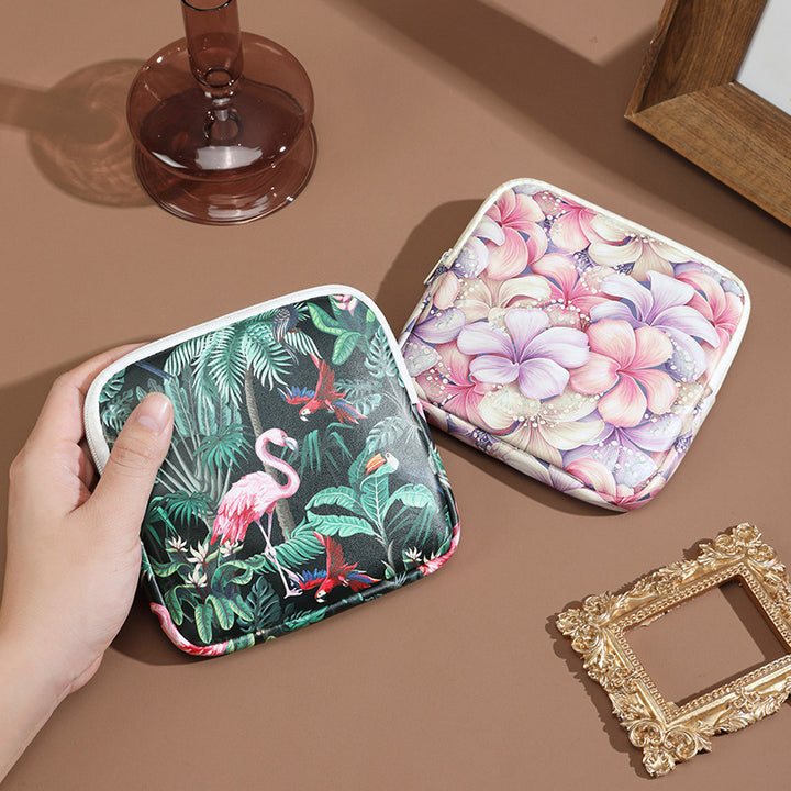 Blumenmuster Reißverschluss-Make-up-Tasche
