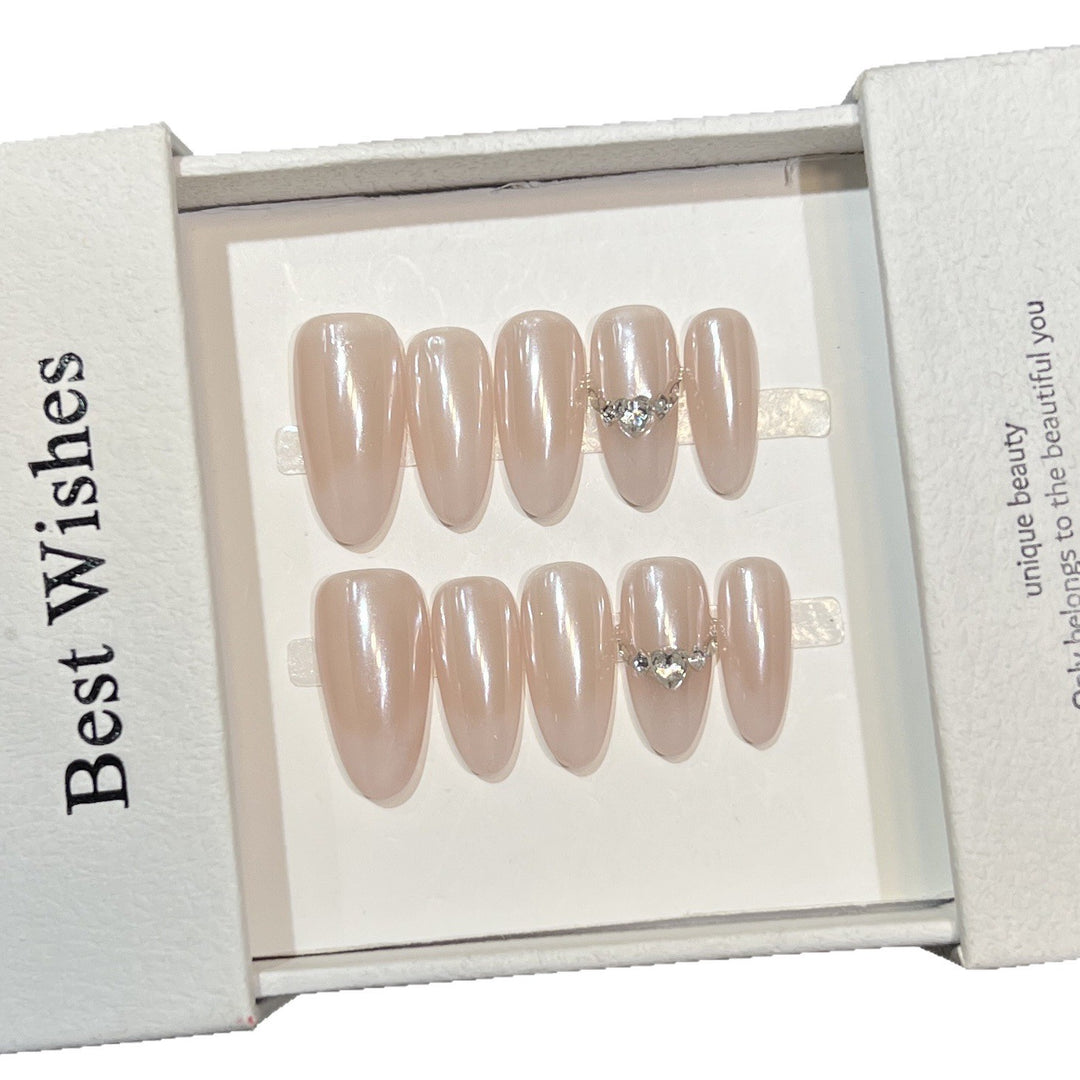 Elegantes dekoratives Press-On-Nagelset mit Strass-Akzenten Karnz