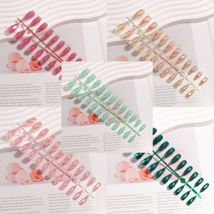 Künstlerisches Press-On-Nagel-Set mit geometrischem Design Karnz