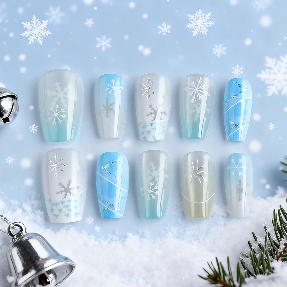 Festliche Schneeflocken Press-On Nagelkunst Karnz