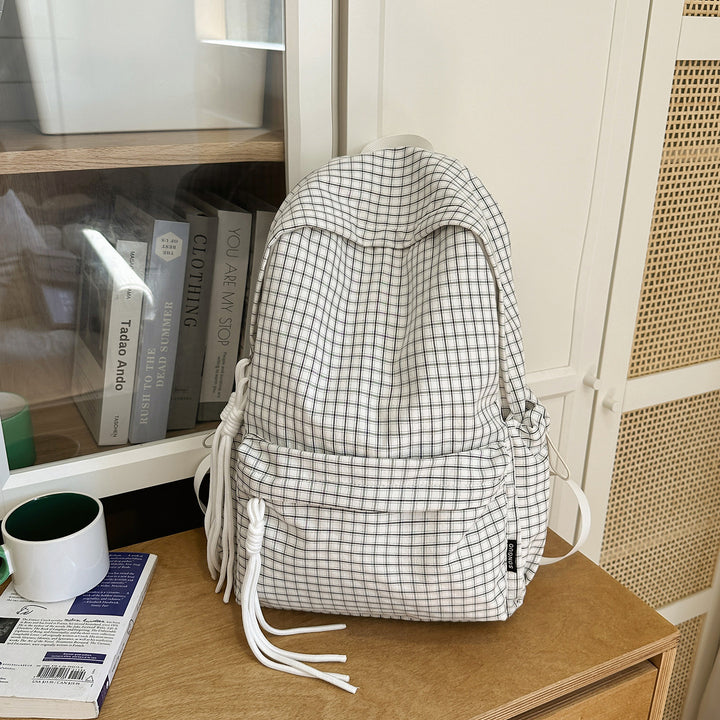 Minimalistische Karierte Zugband-Rucksack