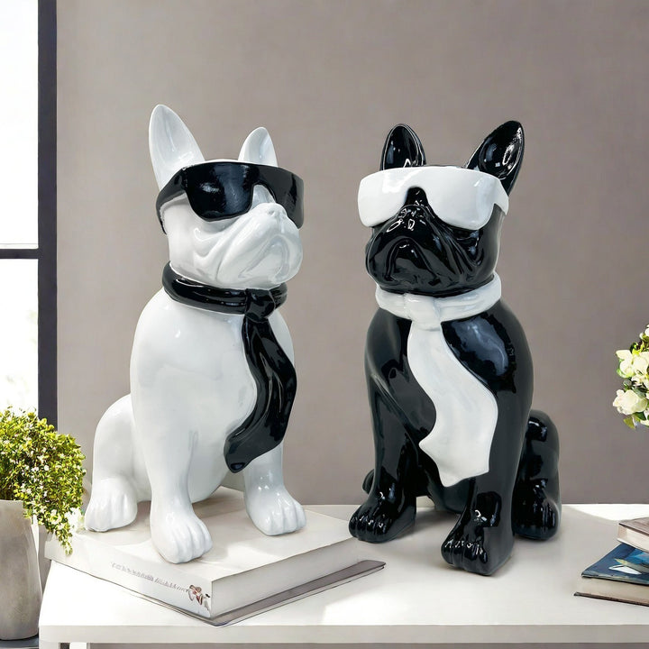 Bunte Bulldogge Dekofigur aus Kunstharz Karnz