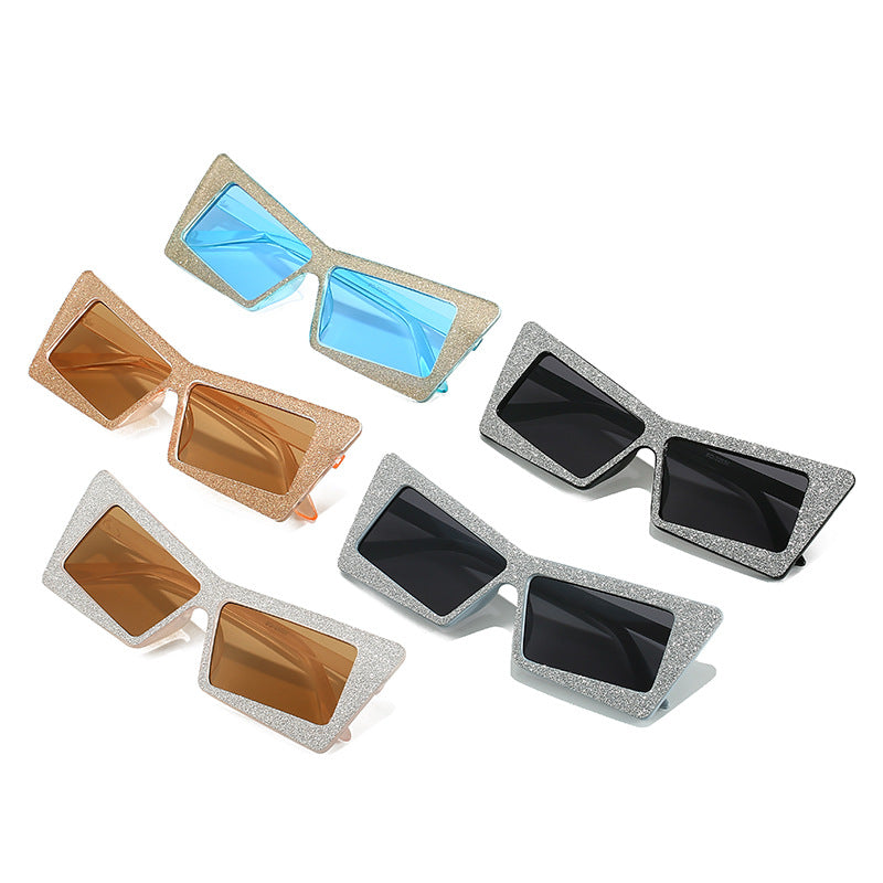 Damen geometrische Sonnenbrille mit glitzernden Elementen Karnz
