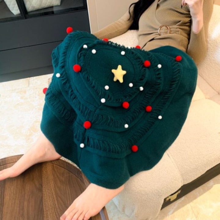 Strukturierte Strickwurfdecke