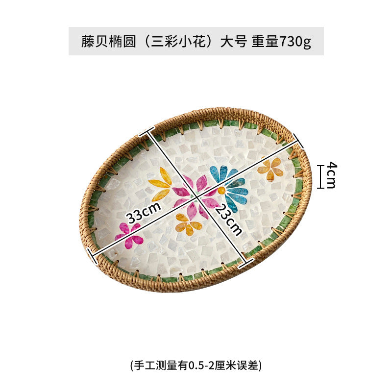 Damen Eleganter Servierteller-Set aus handgewebtem Naturmaterial Karnz