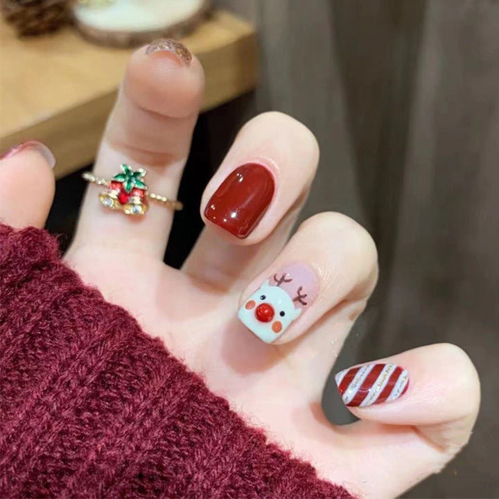 Künstlerisches Press-On-Nagelset mit Tierdruck