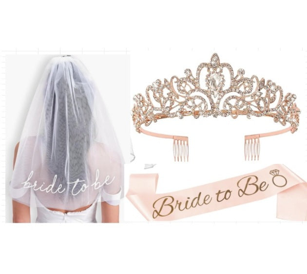 Damen Hochzeit Tiara und Schleier Set Karnz
