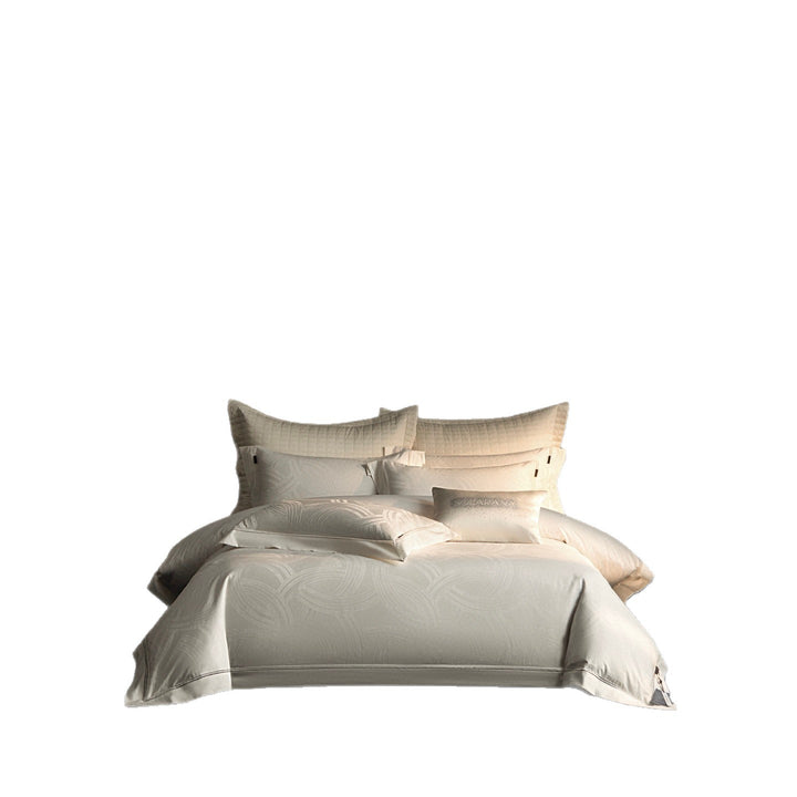 Luxuriöses Jacquard Bettbezug Set mit gesteppter Kissenbezügen & dekorativen Kissen