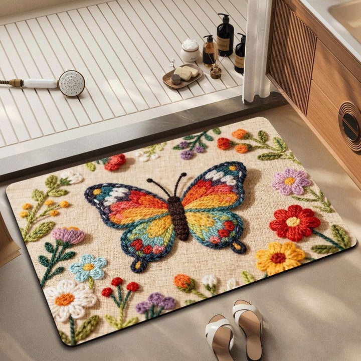 Bestickter Pfau und Floral Teppich