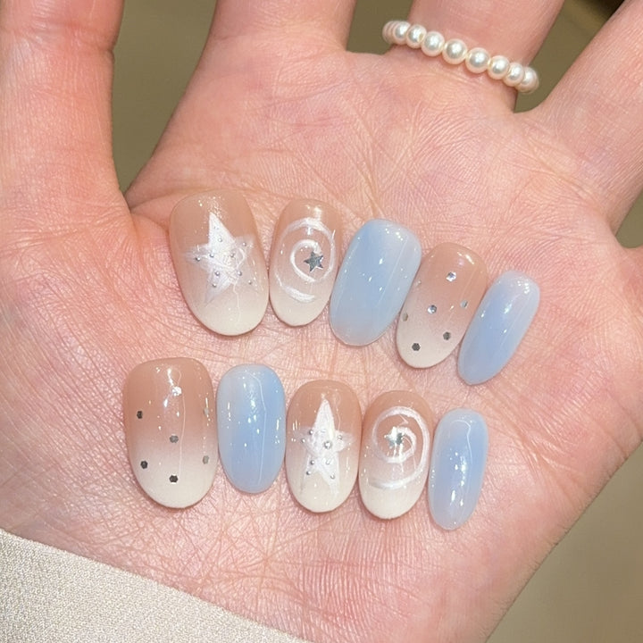 Künstliche Nagelspitzen Im Funkelnden Sternen-Design Karnz