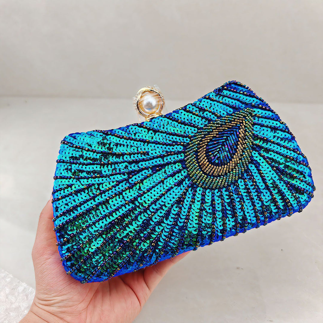 Pailletten-Pfauen-Design-Clutch