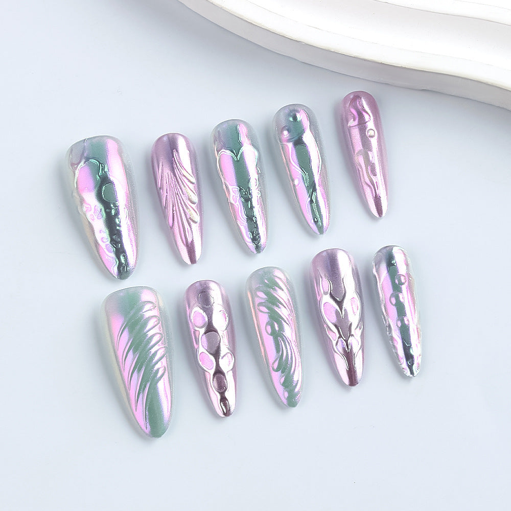 Künstlerisches Metallic-Gel-Nagelkunst-Design Karnz