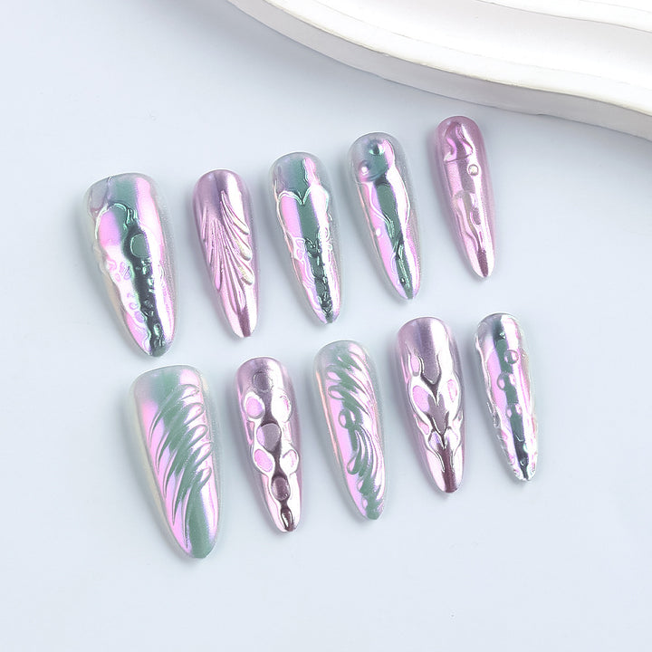 Künstlerisches Metallic-Gel-Nagelkunst-Design Karnz
