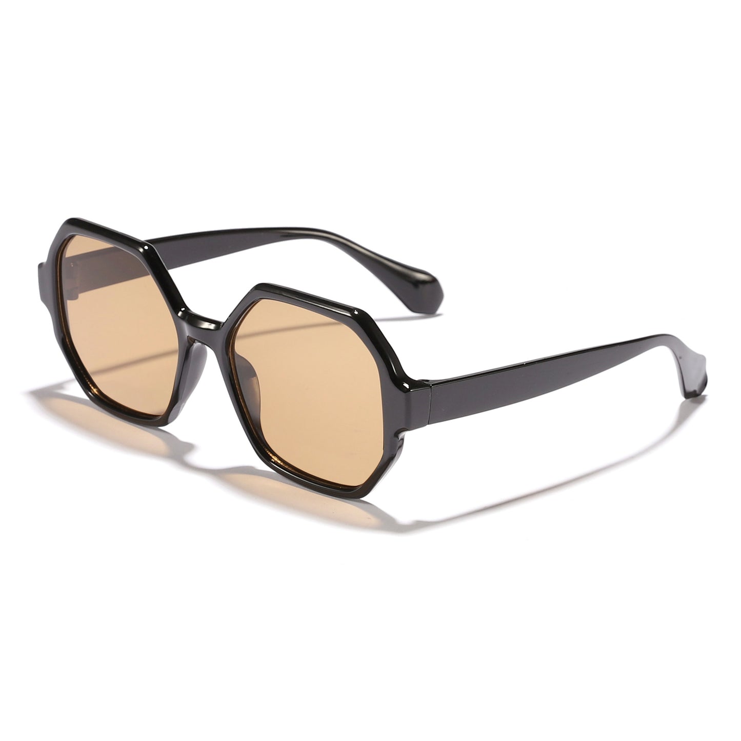 Damen modische Sonnenbrille mit hexagonalem Rahmen und UV-Schutz Karnz