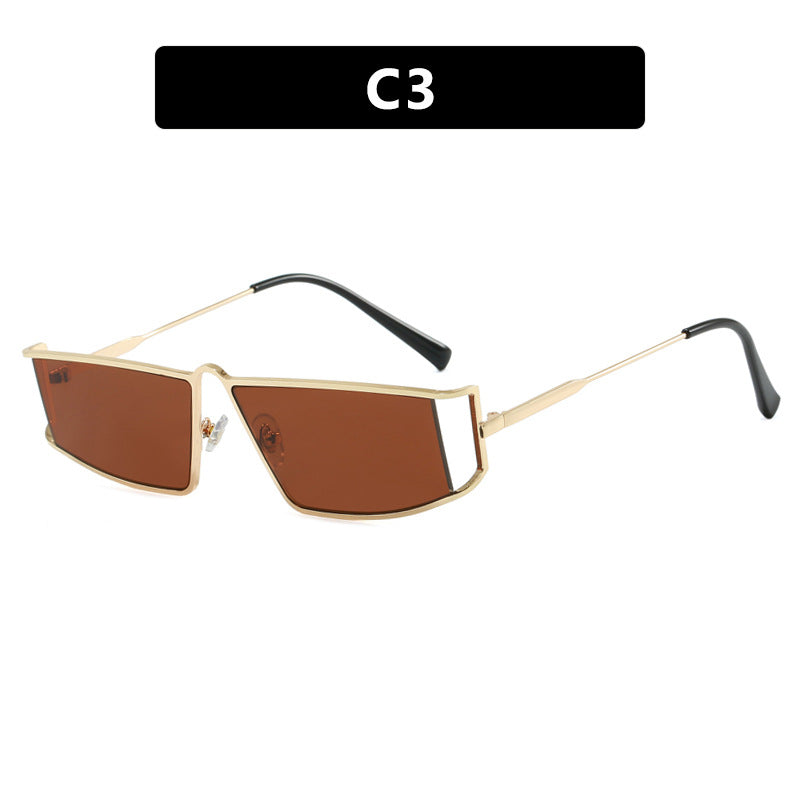 Damen trendige Sonnenbrille im futuristischen Design mit eckigen Gläsern Karnz