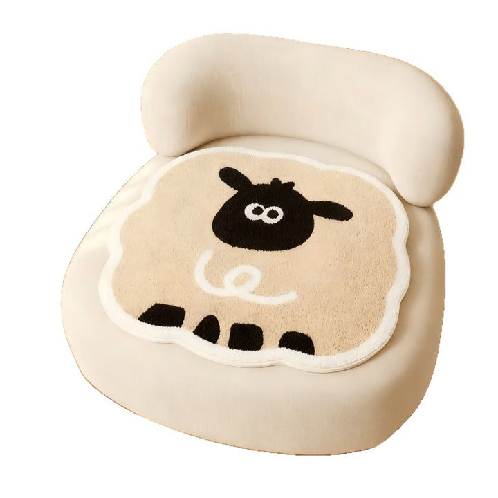 Scalloped-Edge Low-Pile Absorbent Accent Area Rug with Puppy Balloon Motif