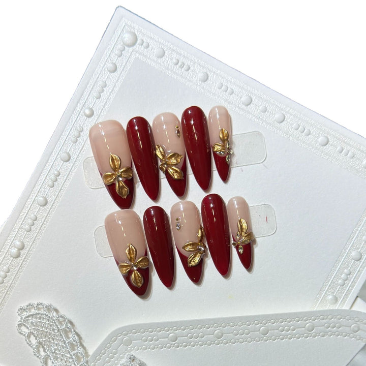 Luxuriöser Floraler Acrylnagel-Set Karnz