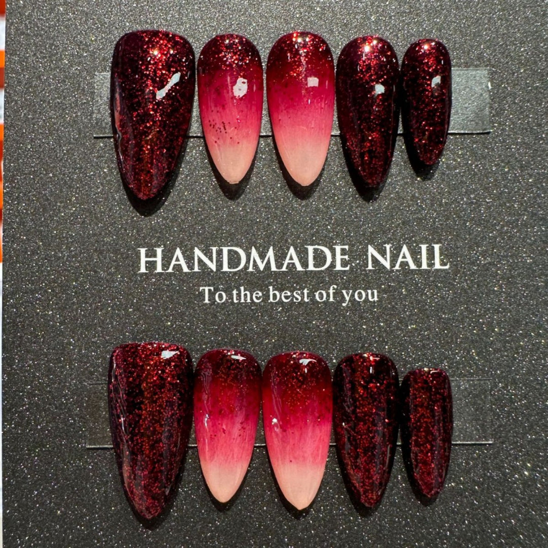 Handgemachte Glitter Ombre Press-On Nägel