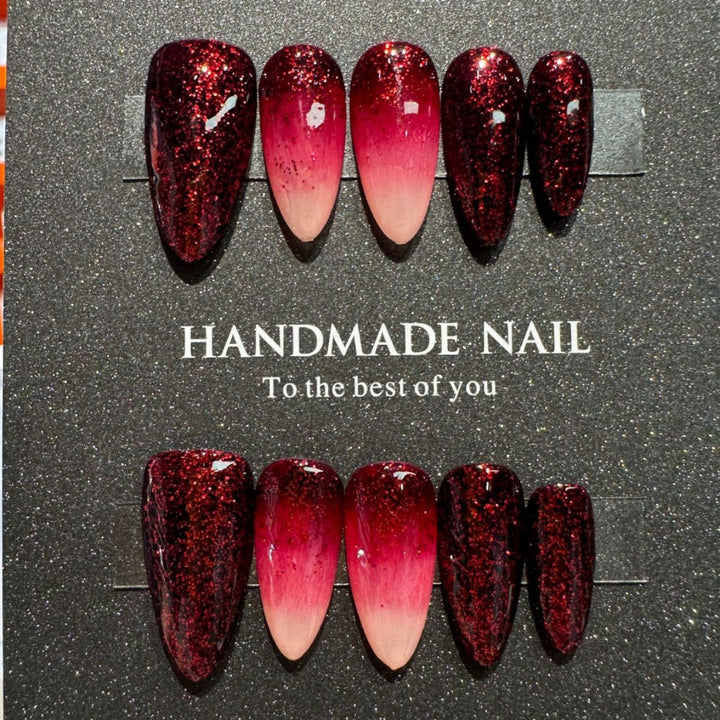 Handgemachte Glitter Ombre Press-On Nägel