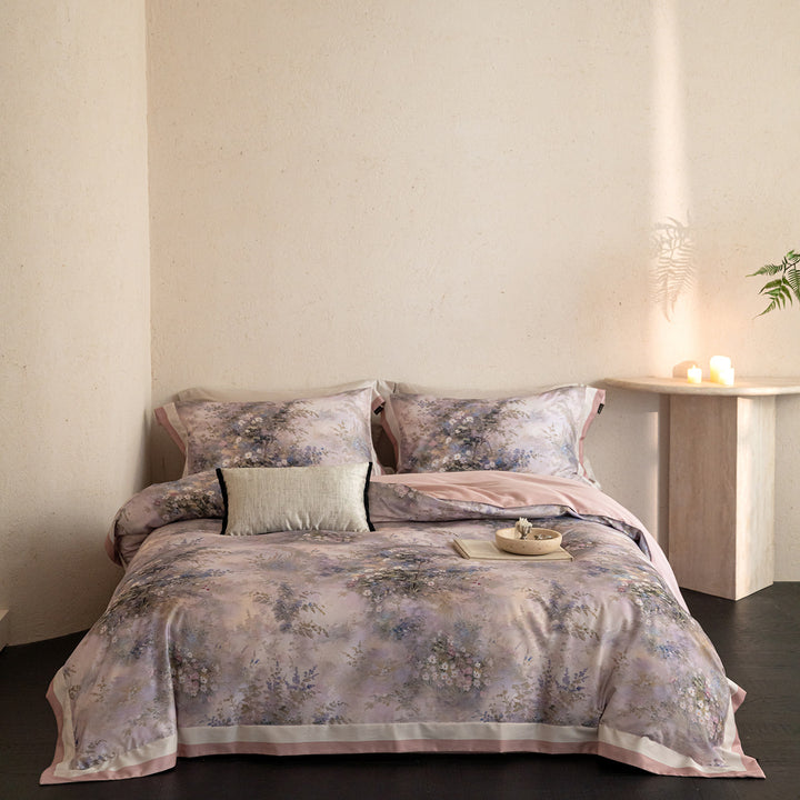 Botanisches Aquarell Baumwollsatin Bettbezug Set mit Kissenbezügen