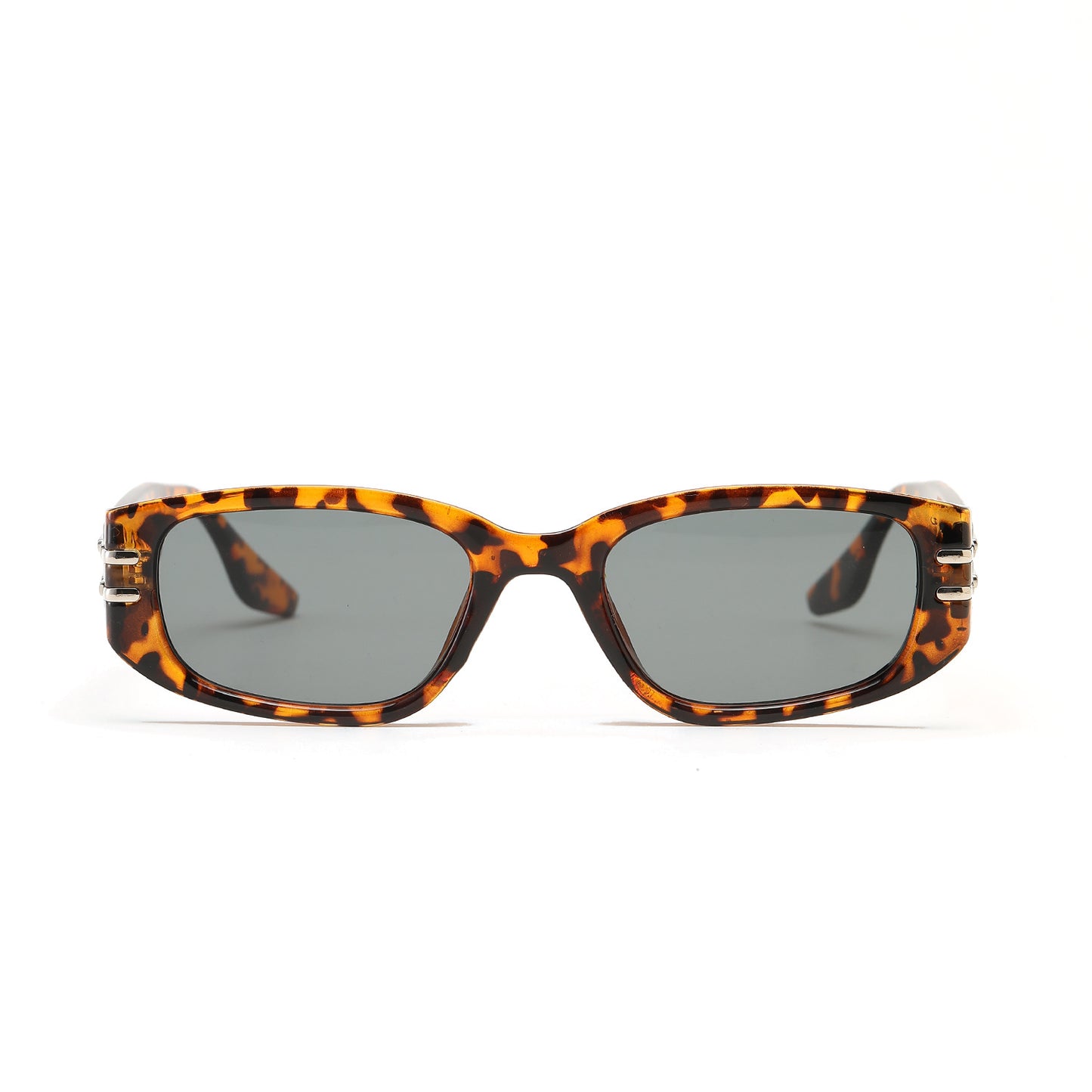Damen modische rechteckige Sonnenbrille mit eleganten Metallakzenten Karnz