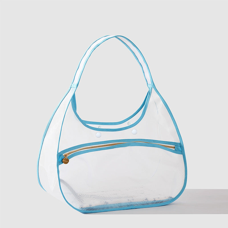 Damen transparente Strandtasche mit robusten Henkel und praktischem Innenfach Karnz