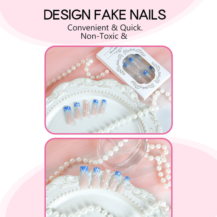 Kreatives Kunstnagelset mit eleganten Herz- und Farbverlaufsmustern Karnz