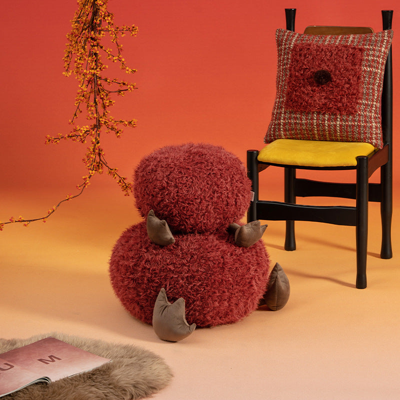 Kuscheliger Kinder-Hocker Sitzpouf mit Plüschbezug und dekorativen Tierfüßen
