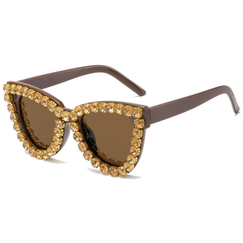 Damen extravagante Übergrößen-Sonnenbrille mit Kristallschmuck Karnz