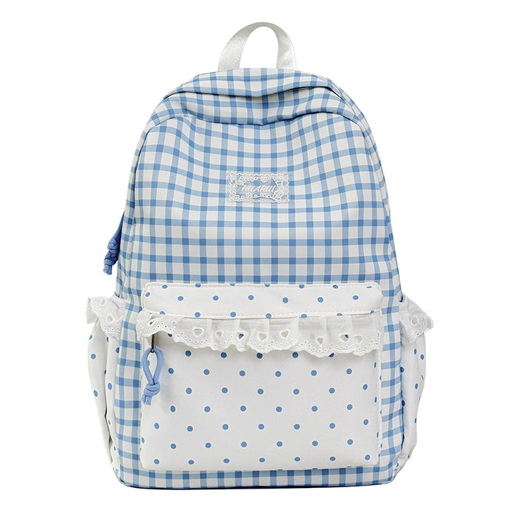 Stylische Gingham-Print Freizeit Rucksack Karnz