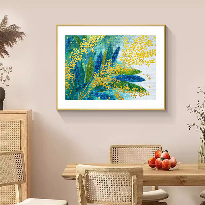 Texturiertes botanisches Leinwandwandkunst für das Zuhause