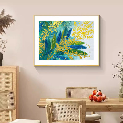 Texturiertes botanisches Leinwandwandkunst für das Zuhause